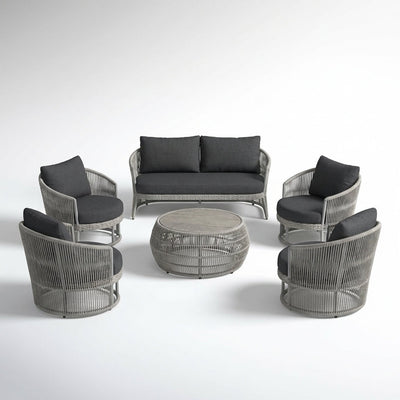 Aluminum Patio Furniture Set Built for All-Weather Outdoor Living, 6-Piece Sectional, Olefin Rope, Grey