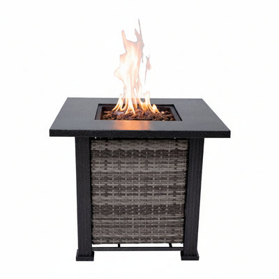 Adana 28” Outdoor Propane Fire Pit Table 50,000 Btus Outdoor Fire Pit Propane Metal Patio Fire Pit with Lava Rocks & Lid Durable Firepits for outside & CSA Certified Outdoor Fireplace
