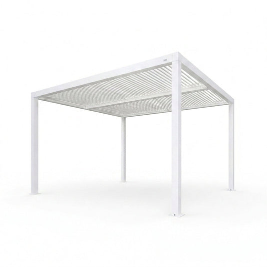 Louvered Pergola Modern White Pergola with Adjustable Roof for Deck Backyard Garden — Studio Shot