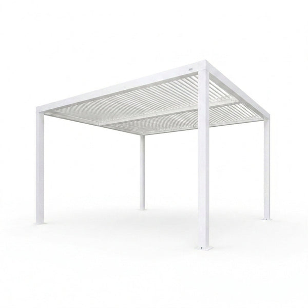 Louvered Pergola Modern White Pergola with Adjustable Roof for Deck Backyard Garden — Studio Shot
