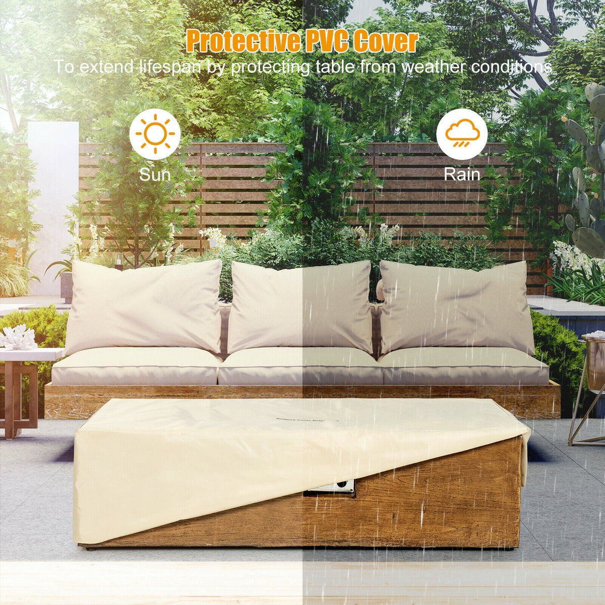 2 Piece Outdoor Propane Fire Pit Table Set
